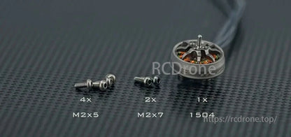 AMAX 1504 motor with M2x5 and M2x7 screws, designed for enhanced FPV drone performance.
