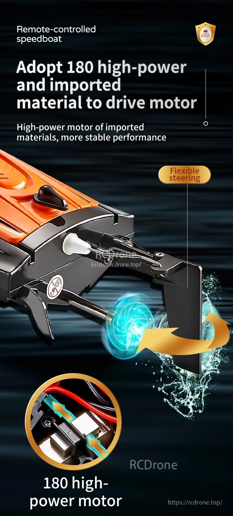 ANTSIR HJ812 RC Boat, Remote-controlled speedboat with 180 high-power motor, imported materials, flexible steering.