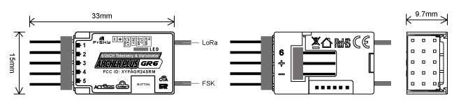 FrSky ARCHER PLUS GR6/ GR6FB Receiver, FrSky 2.4GHz ACCESS / ACCST D16 capable transmitters