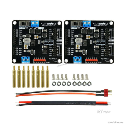 Two AT8236 motor drive module boards bundle with standoffs, screws, nuts, power cable and heat-shrink tube
