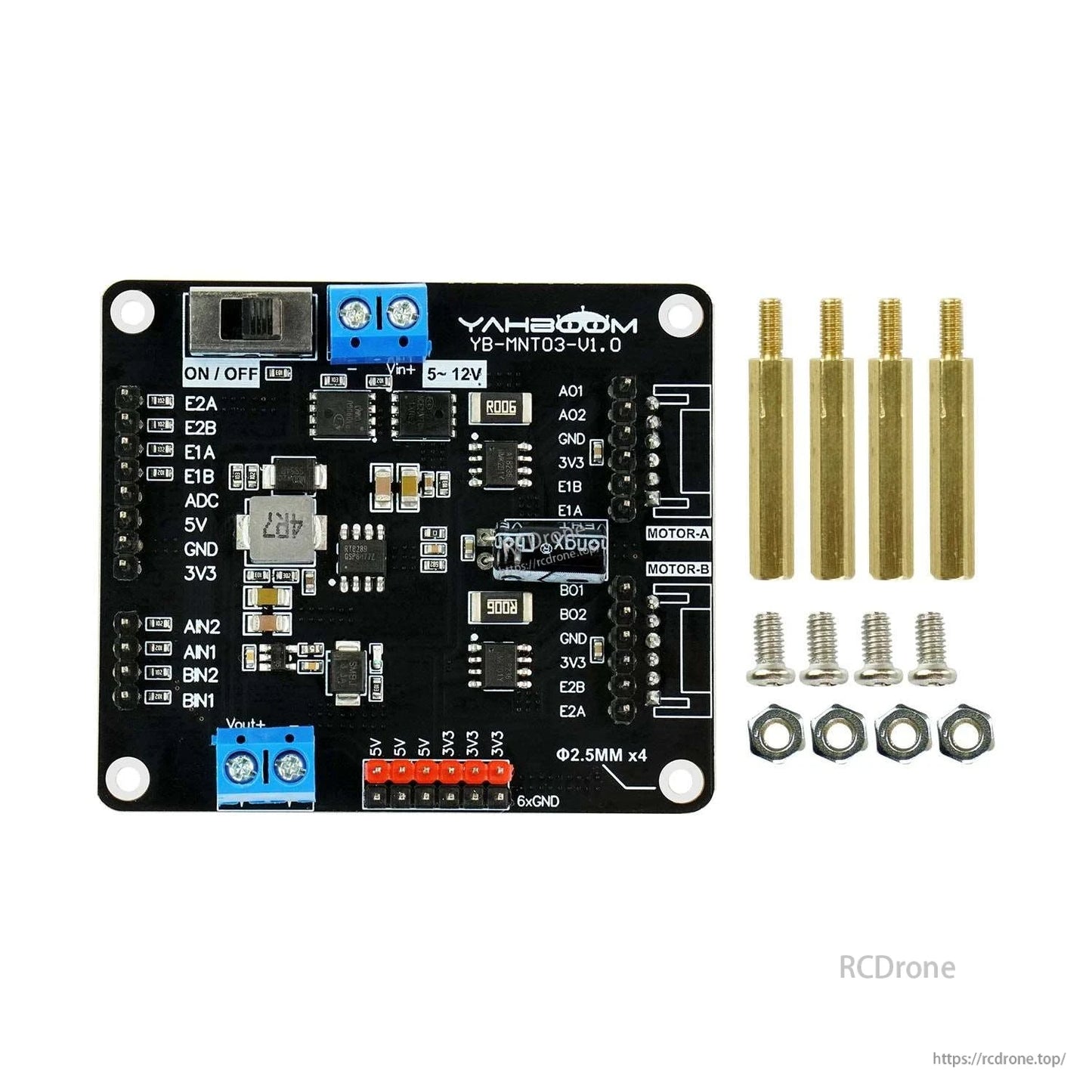 AT8236 2-channel motor drive module kit with mounting standoffs, screws and nuts