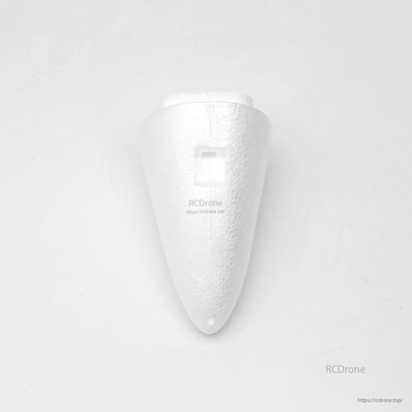 Beluga fixed wing nose cone spare part, white foam nose section shown from above