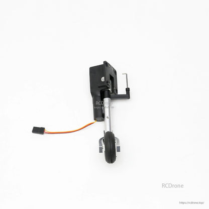 Retract landing gear unit side view showing strut mechanism, wheel and connector lead