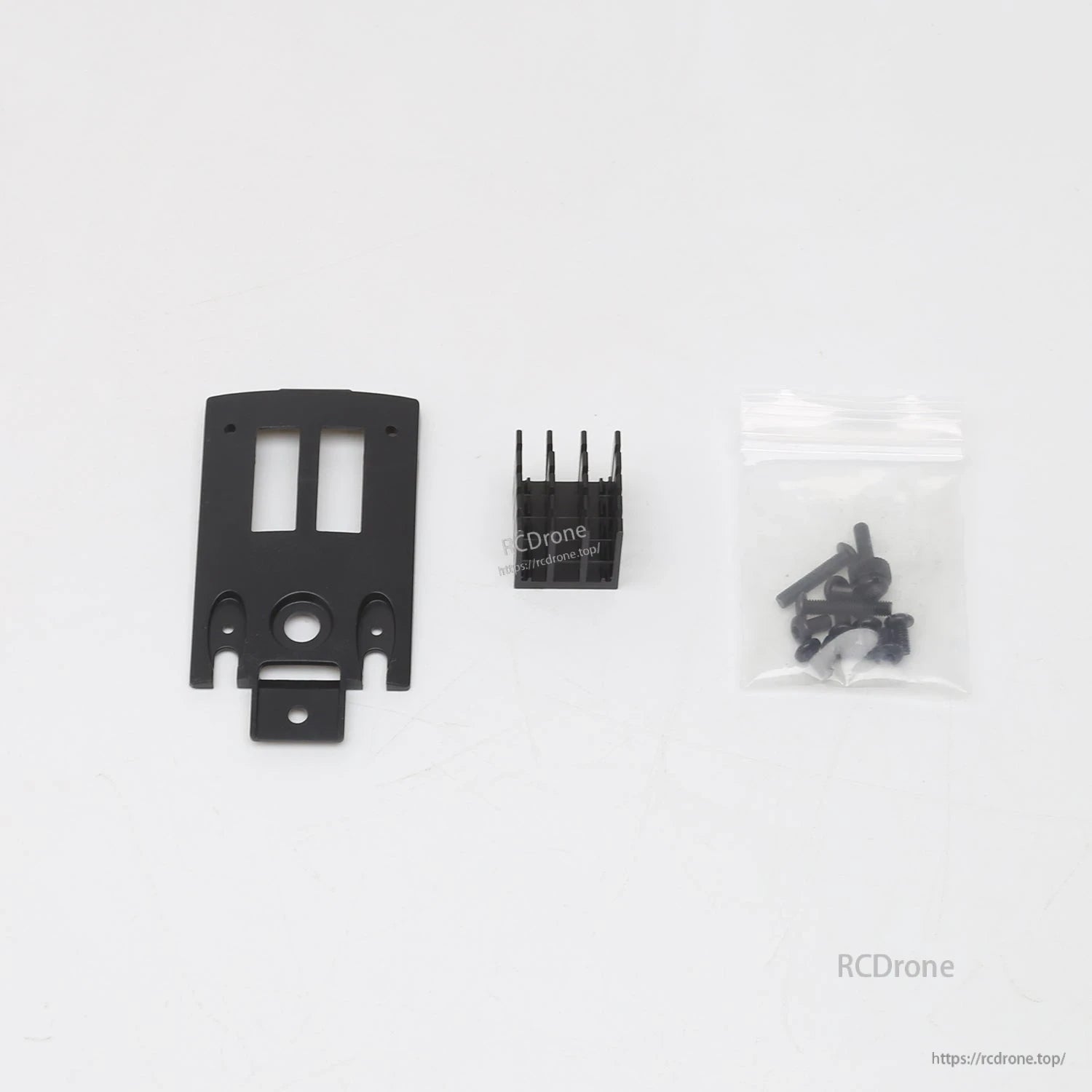 Black mounting bracket with finned block and screw set, replacement hardware for ATOMRC Beluga