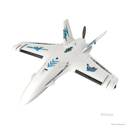 ATOMRC Dolphin Pro 800mm FPV fixed-wing aircraft in white, 3/4 top view with V-tail