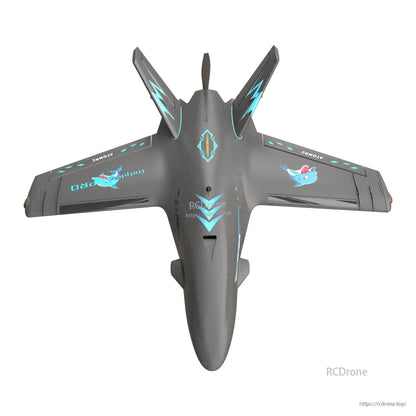 Black Dolphin Pro FPV wing aircraft top-down view with twin V-tail fins and wing decals