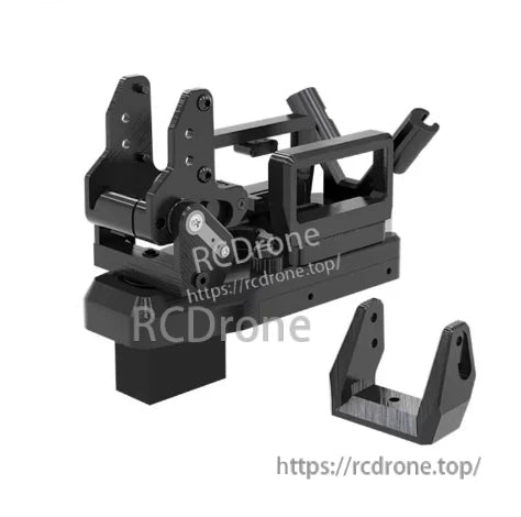 Beluga wheel retract mechanism mount and bracket in black, shown from side angle