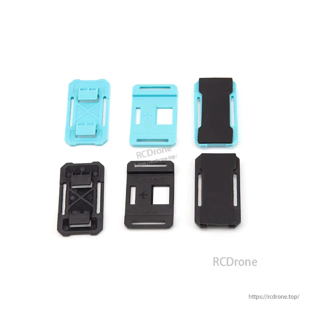 Blue and black ABS quick-release buckle pieces set, top and bottom halves shown side-by-side