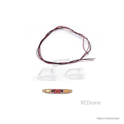 LED light strip board with clear lens covers and wiring harness for RC plane installation