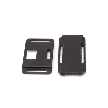 Battery quick-release mounting plates set, two black plastic brackets