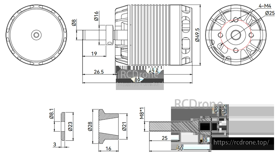 AX435-B technical drawing