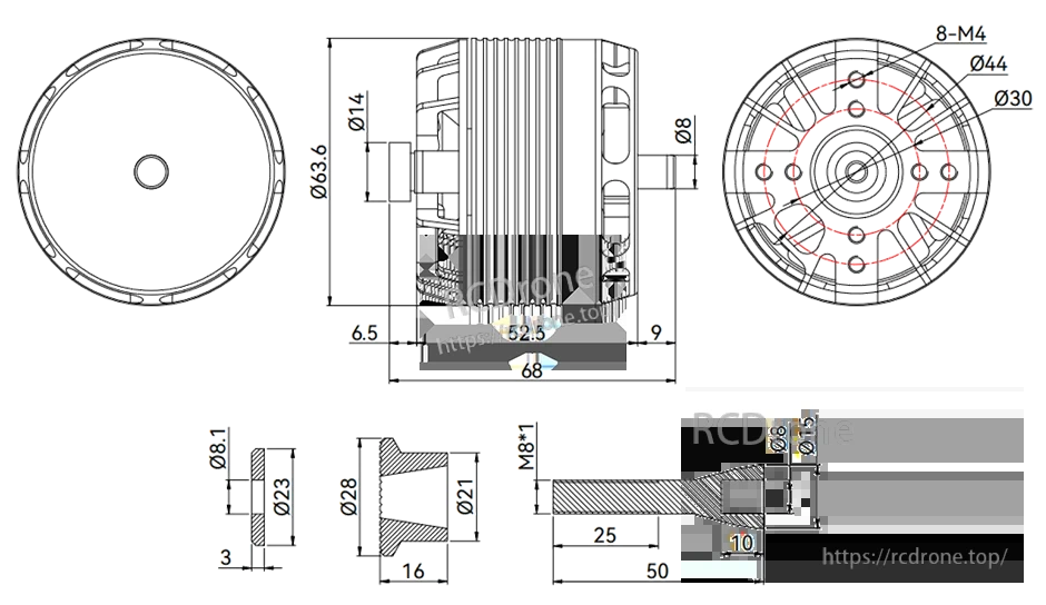 AX525-A technical drawing
