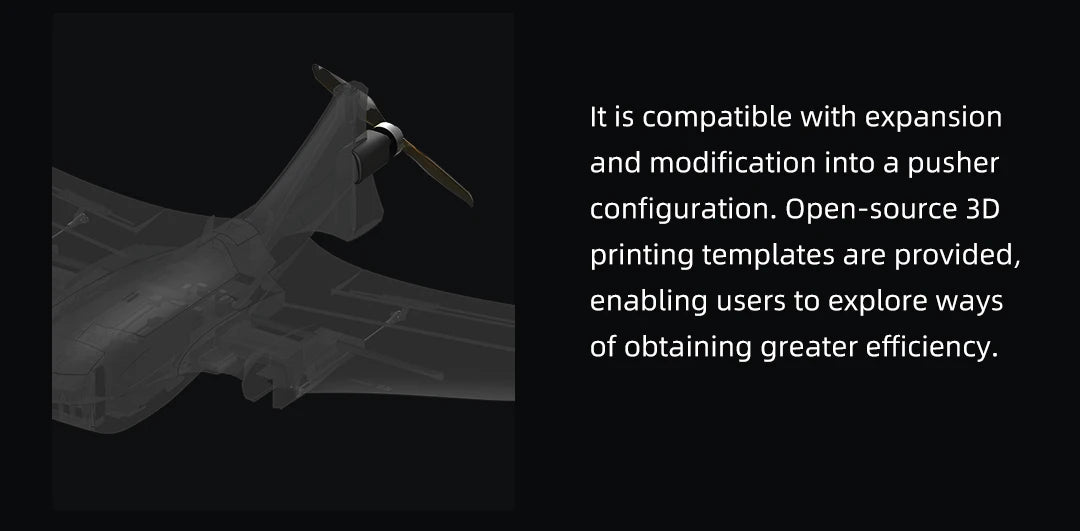 FIMI Manta VTOL Drone, Customizable drone design via open-source 3D printing templates optimizes performance.