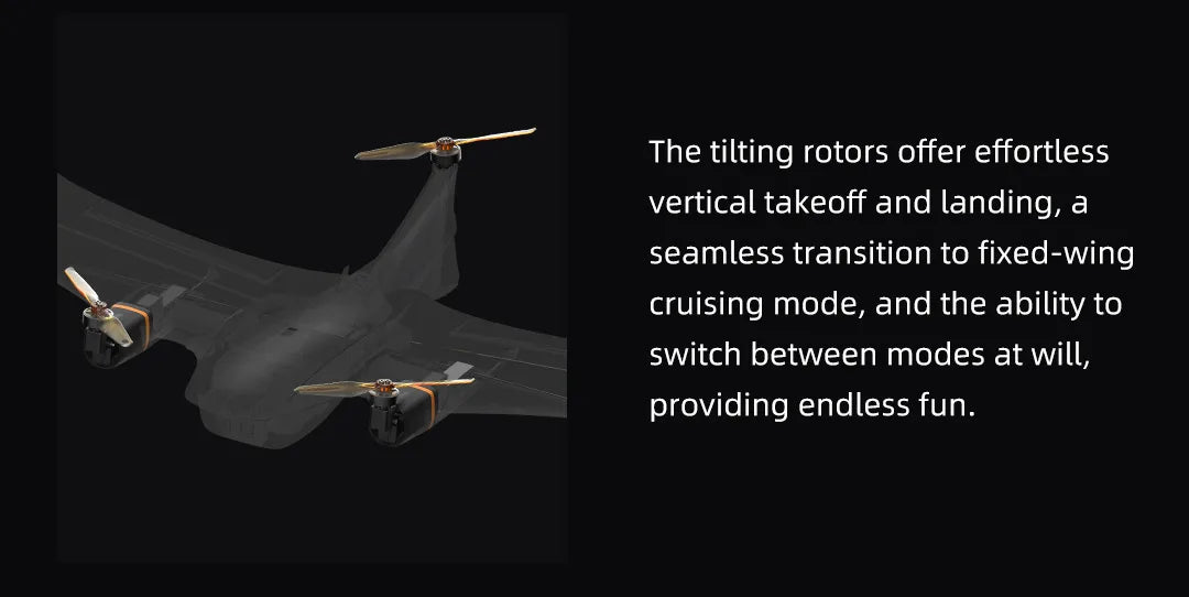 FIMI Manta VTOL Drone, Easy takeoff, smooth cruising, and quick mode changes on FIMI Manta's tilt-rotor drone for endless fun.