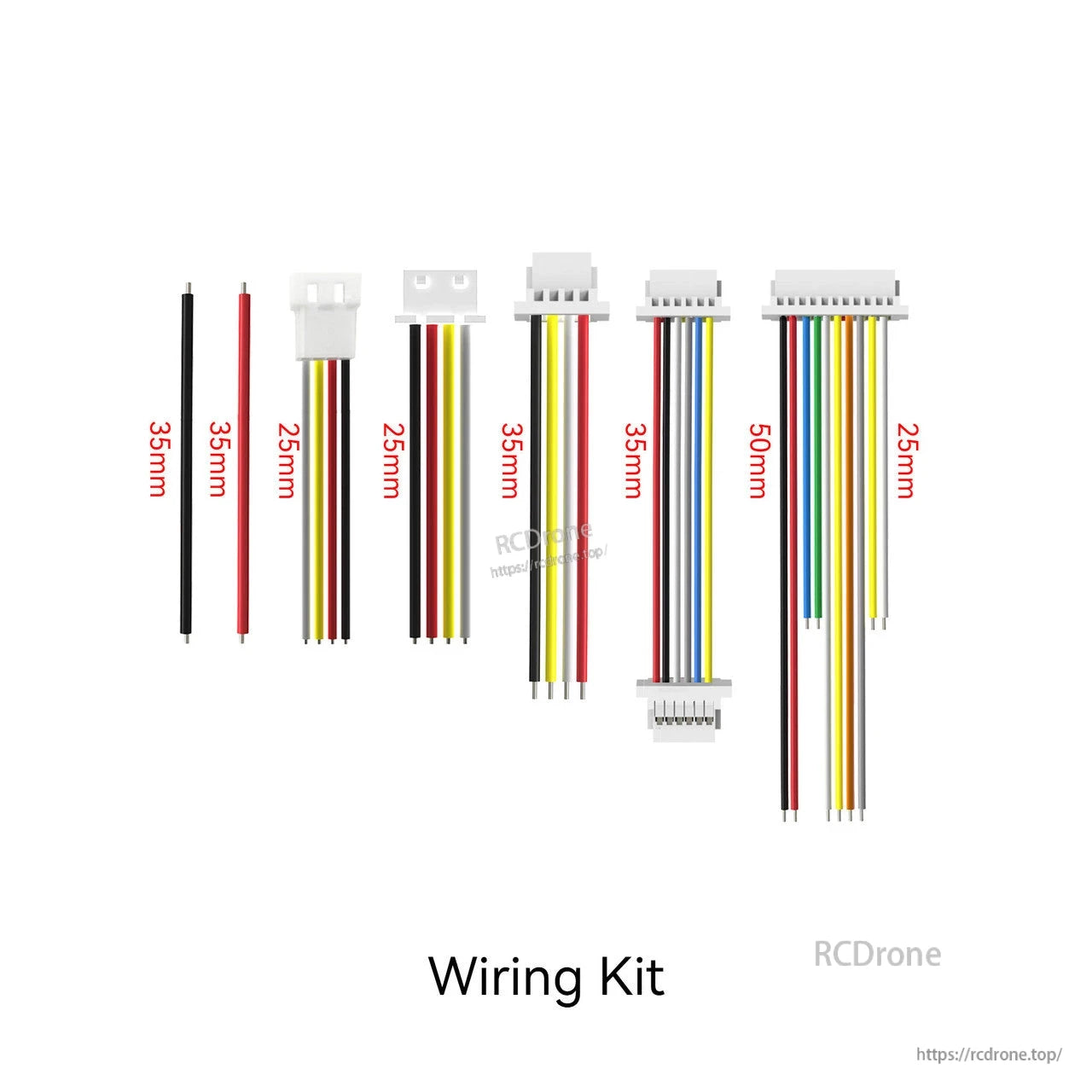 Accessories for SpeedyBee Bee25 FPV Drone, SpeedyBee Bee25 FPV drone wiring kit with JST plug wire harnesses and 25mm, 35mm, and 50mm leads