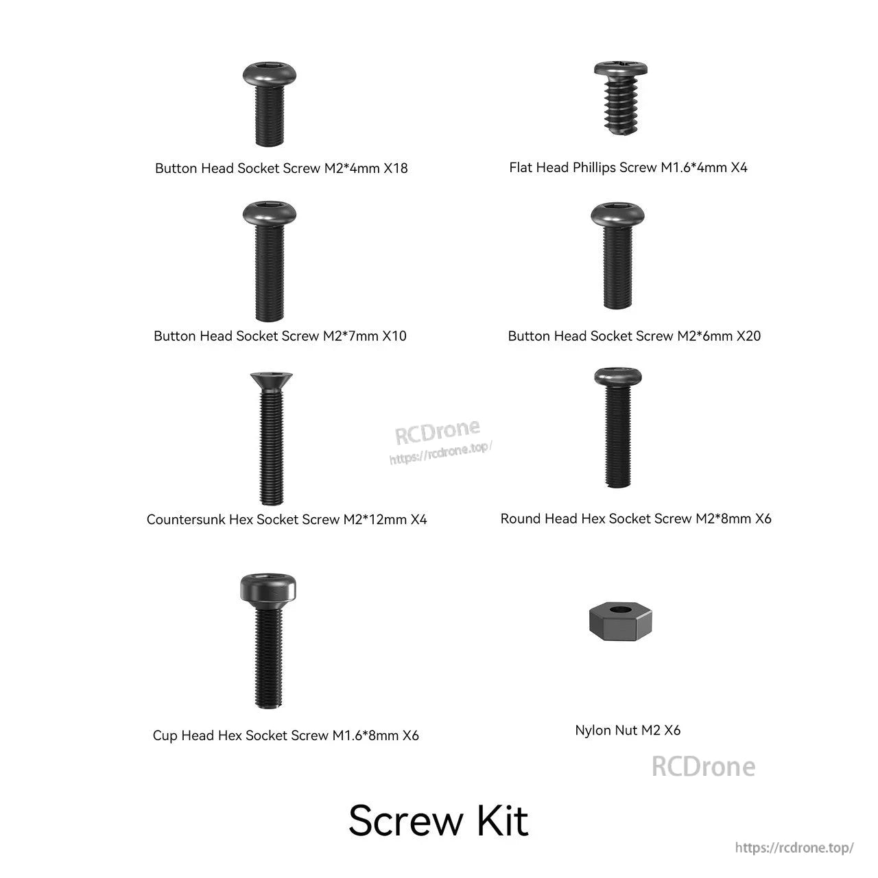 Accessories for SpeedyBee Bee25 FPV Drone, Screw kit for SpeedyBee Bee25 FPV drone with assorted M2 and M1.6 hex/socket screws and M2 nylon nuts
