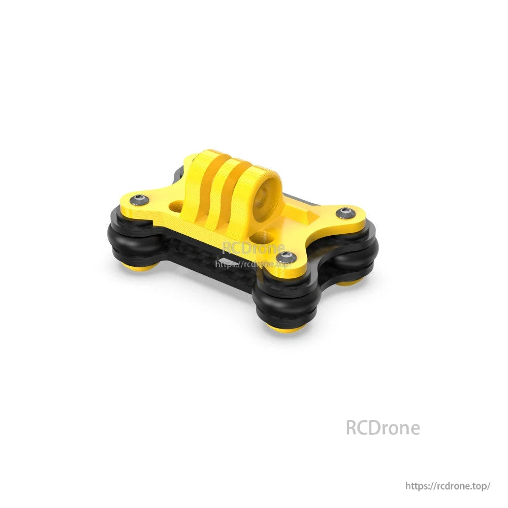 Accessories for SpeedyBee Bee35, Yellow vibration-damped action camera mount accessory with rubber standoffs for SpeedyBee Bee35 drone