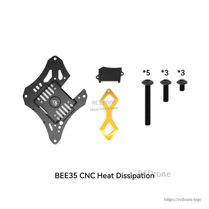 Accessories for SpeedyBee Bee35, SpeedyBee Bee35 CNC heat dissipation accessory set with mounting plate, bracket, cover, and screws