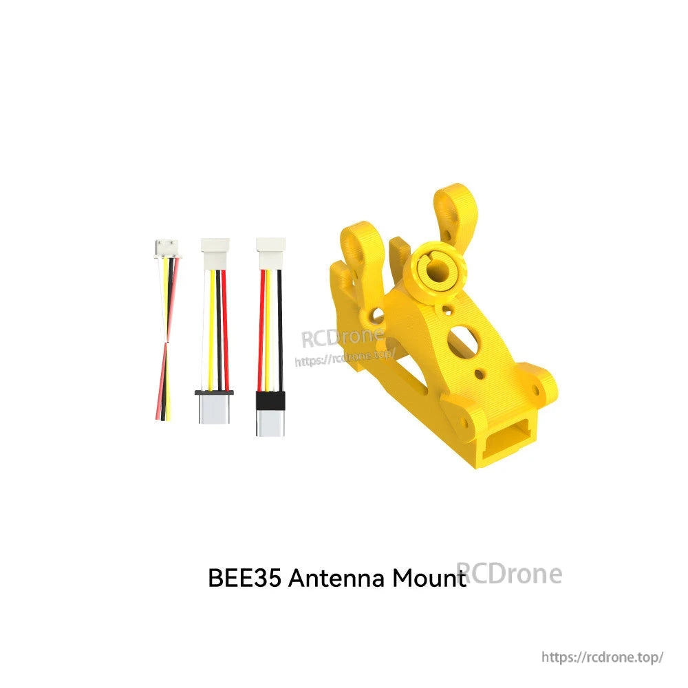 Accessories for SpeedyBee Bee35, SpeedyBee Bee35 accessory kit with yellow 3D-printed BEE35 antenna mount and three small connector cables