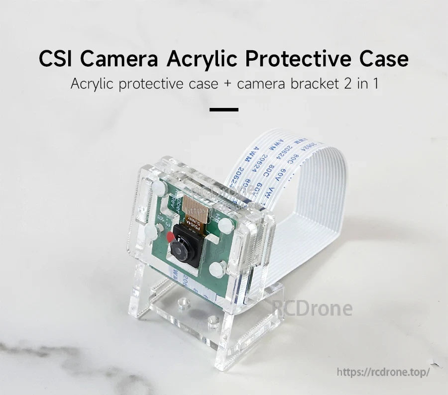 CSI Camera Acrylic Protective Case in clear acrylic with 2-in-1 protective cover and adjustable stand