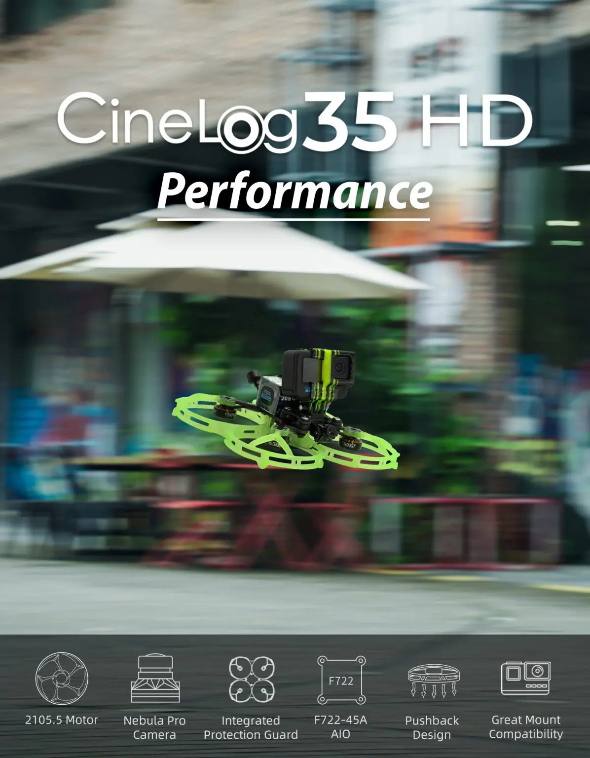GEPRC CineLog35 FPV Drone, Cinelog35 HD Performance Jc9 2 F722 CooO 2105.5 Motor
