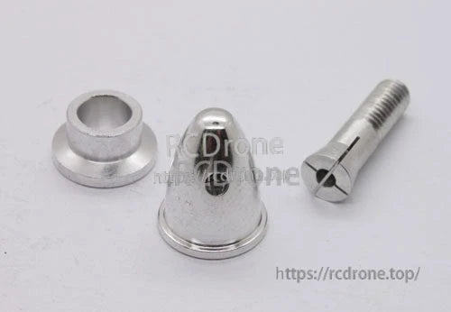 Close-up of aluminum cone, spacer collar, and slotted threaded collet for BL2220 and GT 22 series
