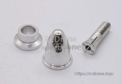 Close-up of aluminum cone, spacer collar, and slotted threaded collet for BL2220 and GT 22 series