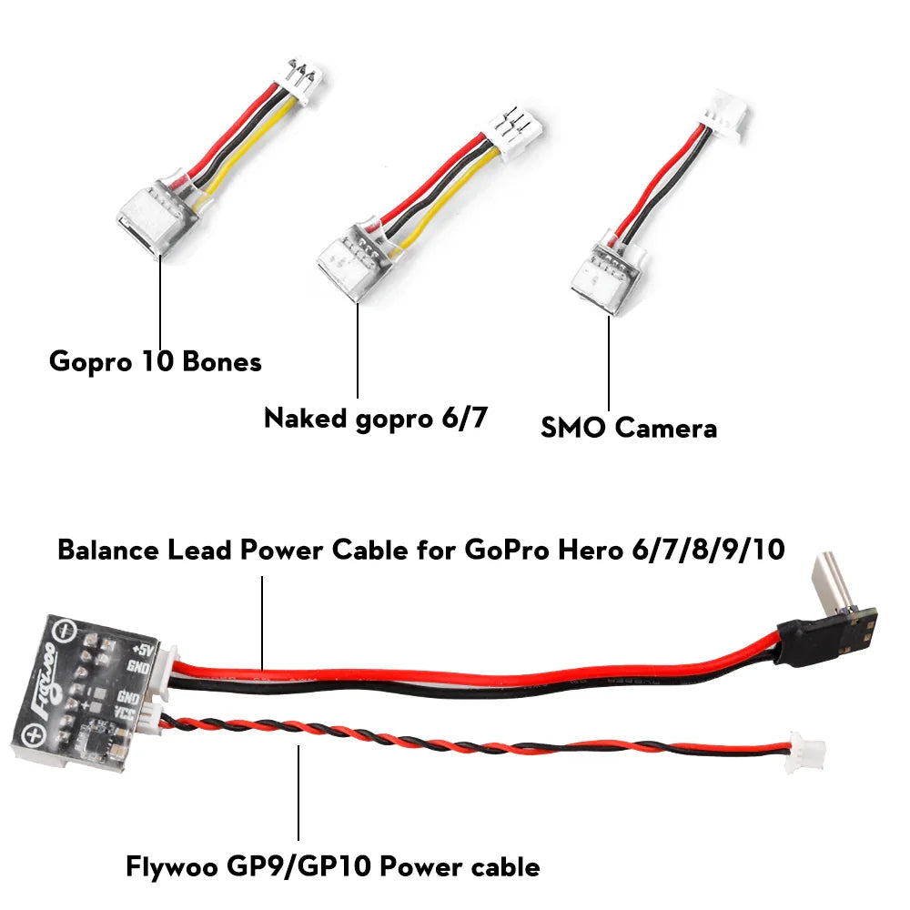 Gopro 10 Bones Naked Gopro 6/7 SMO Camera Balance Lead Power Cable