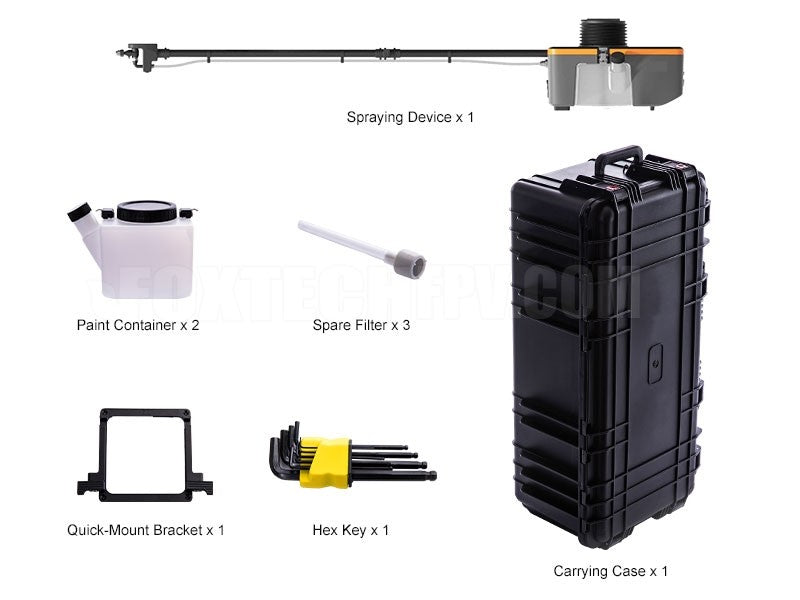 The AeroClean P1 Drone comes with one spraying device, two paint containers, and accessories for easy transportation and storage.