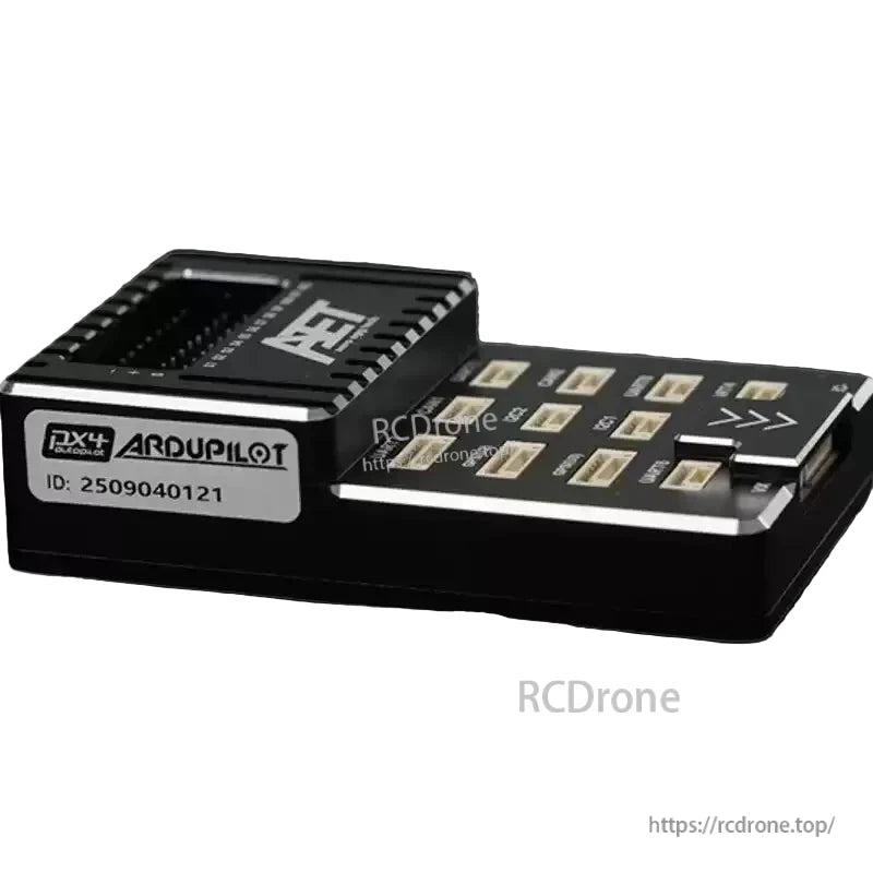 AeroEggTech AET-U7 flight controller features triple IMU, dual barometer, IST-8310, labeled DX4 ArduPilot (ID: 2509040121).