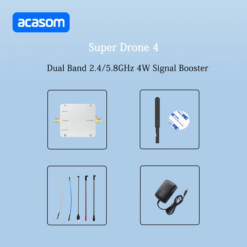 Dual Band DJI Drone Mavic Phantom Avata FPV Range Extender Amplifier 2.4G&5.8G Signal Booster 10 acasom Super Drone 4 Dual Band 2.4/5.8GHz 4W Signal