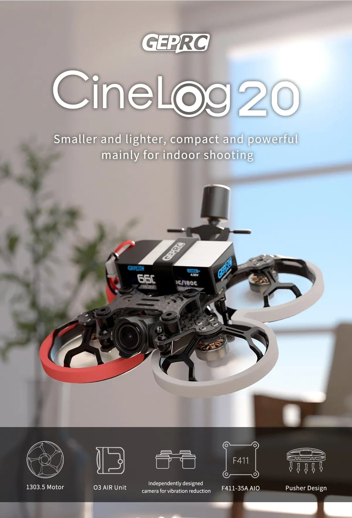 GEPRC Cinelog20 Analog FPV Drone, GEPRC Cinelog20 Smaller and lighter, compact and powerful mainly for indoor shooting