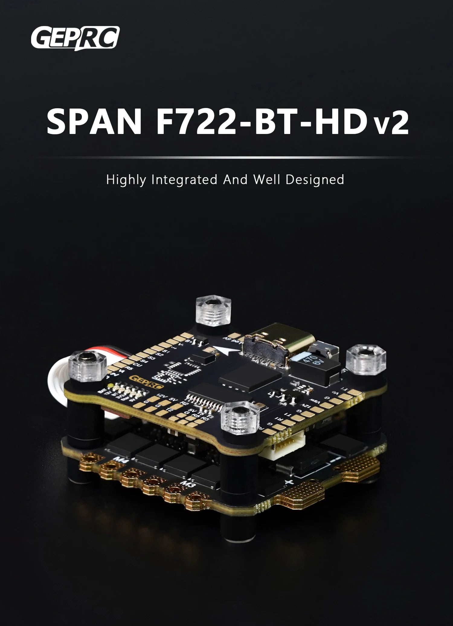 GEPRC SPAN F722-BT-HD V2 Stack - Flight Controller Stack F7 BL32 50A 96K 4IN1 ESC SUPPORT BLUETOOTH PARAMETER TUNING 9 GEPRC SPAN F722-BT-HD V2 Stack, Using mainstream STM32F722RET6 main control