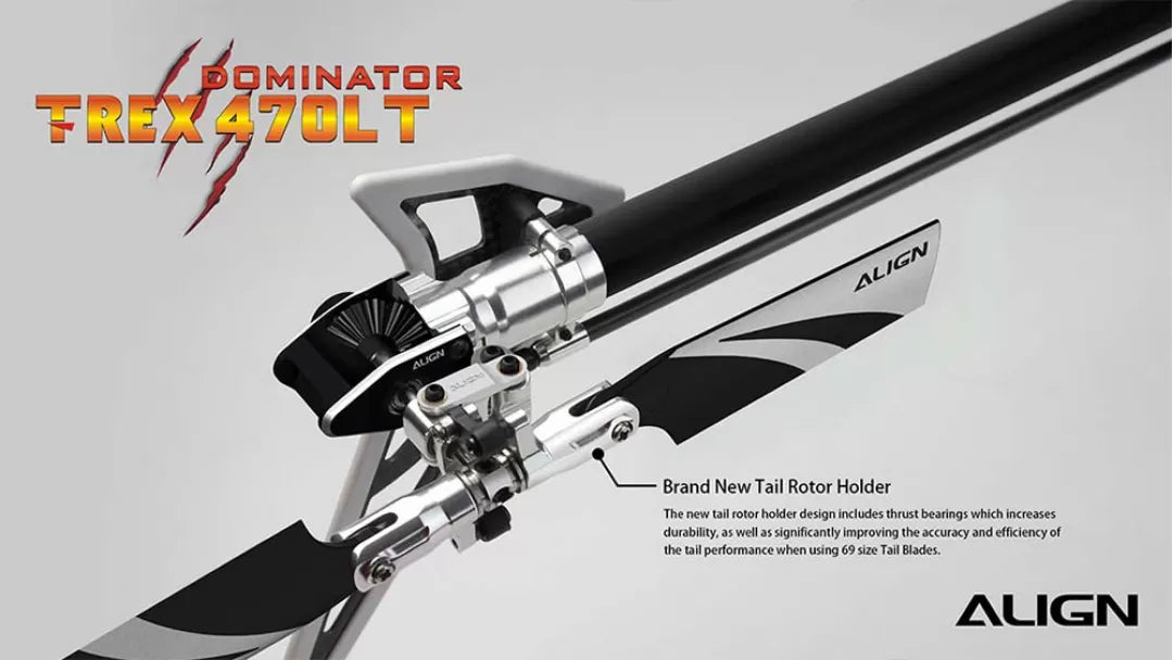Align T-REX 470 Series RC Helicopter, The Dominator TREX 470 Series RC helicopter features improved accuracy and efficiency with a new tail rotor holder design.