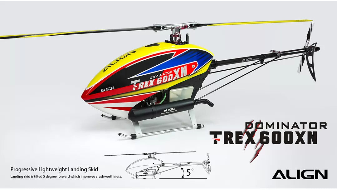 The Align T-REX 600XN Dominator RC nitro helicopter has a powerful and agile design.