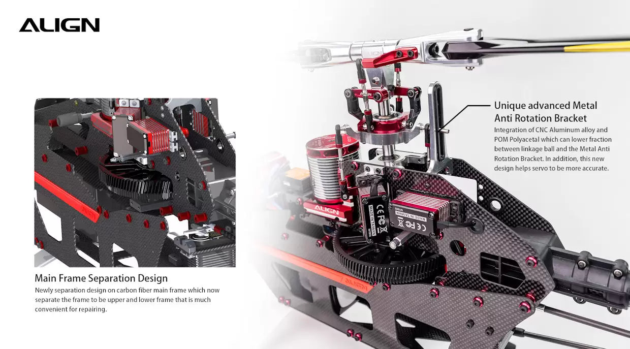 Align T-REX 650X Electronic RC Helicopter, The Align T-REX 650X features advanced Metal Anti-Rotation Bracket integration for reduced friction and improved servo accuracy.