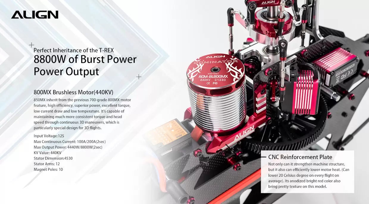 The Align T-REX 650X Electronic RC Helicopter features a powerful brushless motor with high efficiency, superior power, and excellent torque.