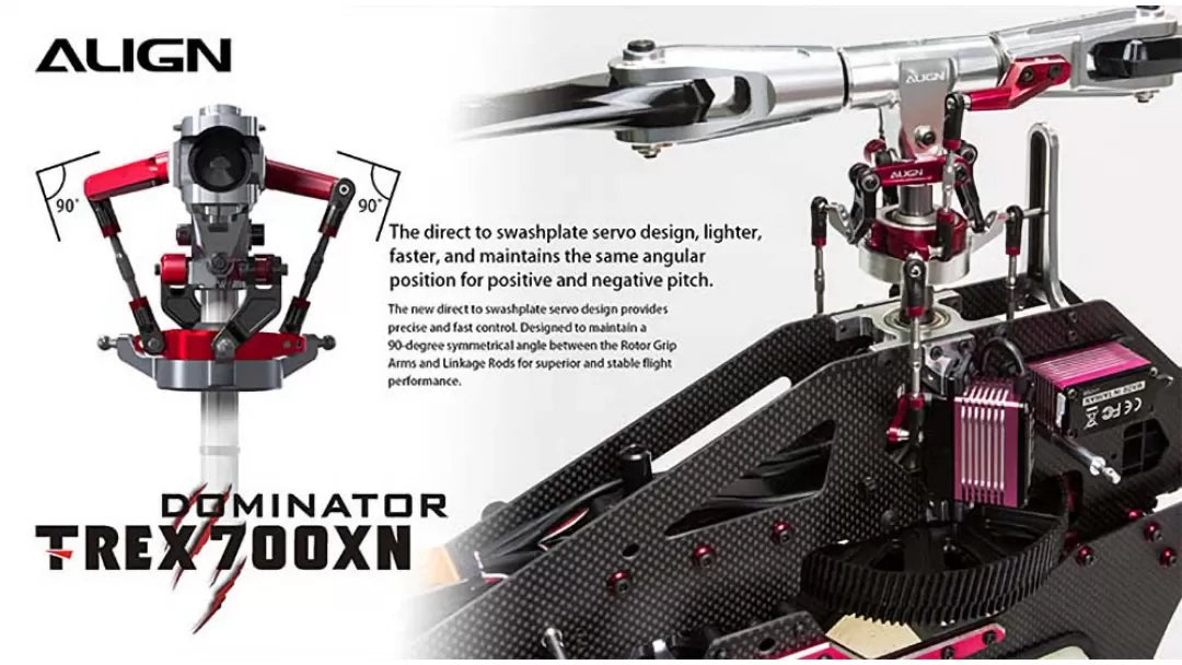 The Align T-REX 700XN Dominator Oil RC Helicopter Kit features a lighter and faster design for improved control during flight.