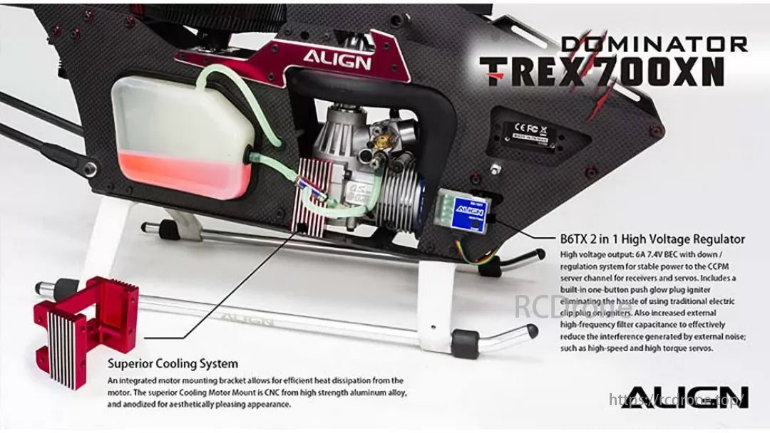 The Align T-REX 700XN Dominator Oil RC Helicopter Kit includes high-quality components for advanced flight performance.