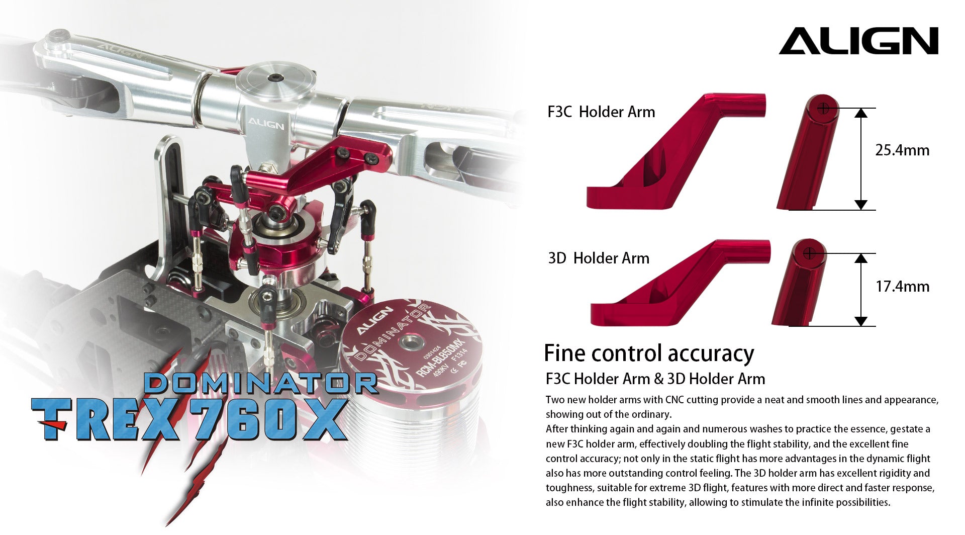 Align T-REX 760X Top Combo RC Helicopter, T-REX 760X Top Combo RC Helicopter features improved flight stability and fine control accuracy with a new F3C holder arm.
