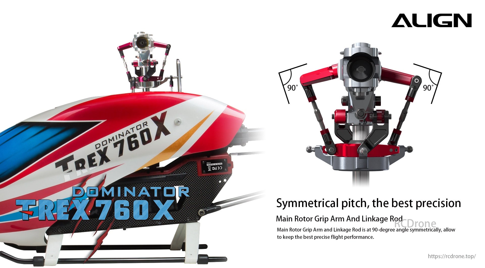 Align T-REX 760X Top Combo RC Helicopter, The Align T-REX 760X has symmetrical pitch and a precision main rotor grip arm for optimal flight performance.