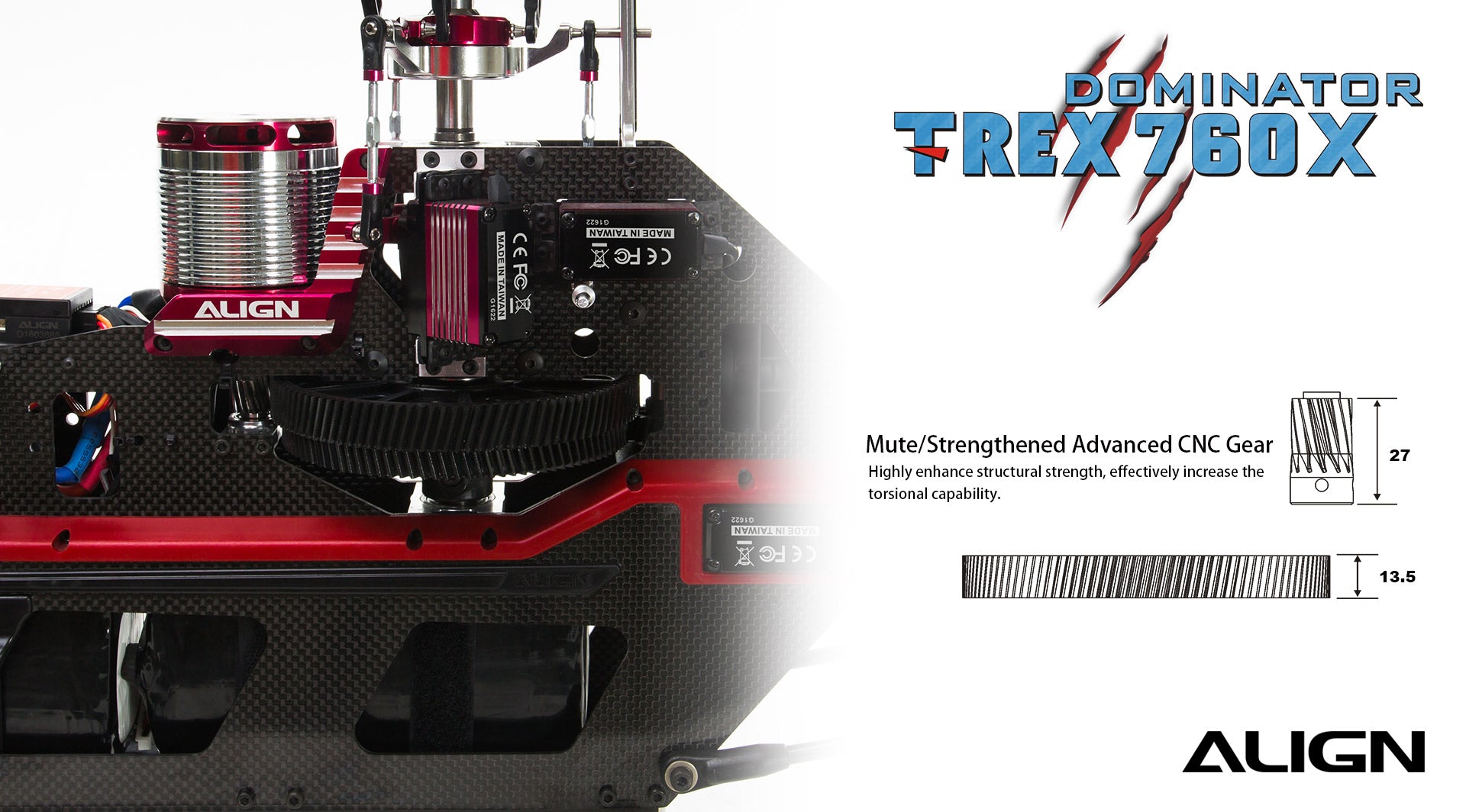 Align T-REX 760X Top Combo RC Helicopter, T-Rex 760X Top Combo RC Helicopter features an advanced CNC gear for enhanced structural strength.