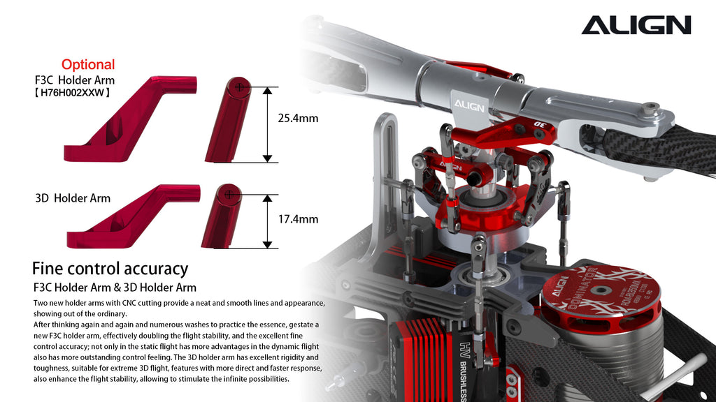Align T-REX 800E Pro Helicopter, The Align T-REX 800E PRO Super Combo features two new holder arms with CNC cutting for a neat appearance.