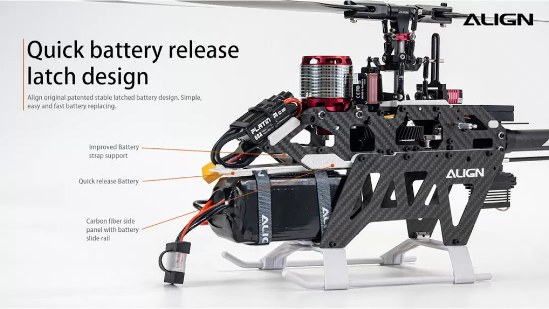 Align T-REX TB40 RC Helicopter, The ALIGN Quick battery release latch features a patented design for simple and fast battery replacement.