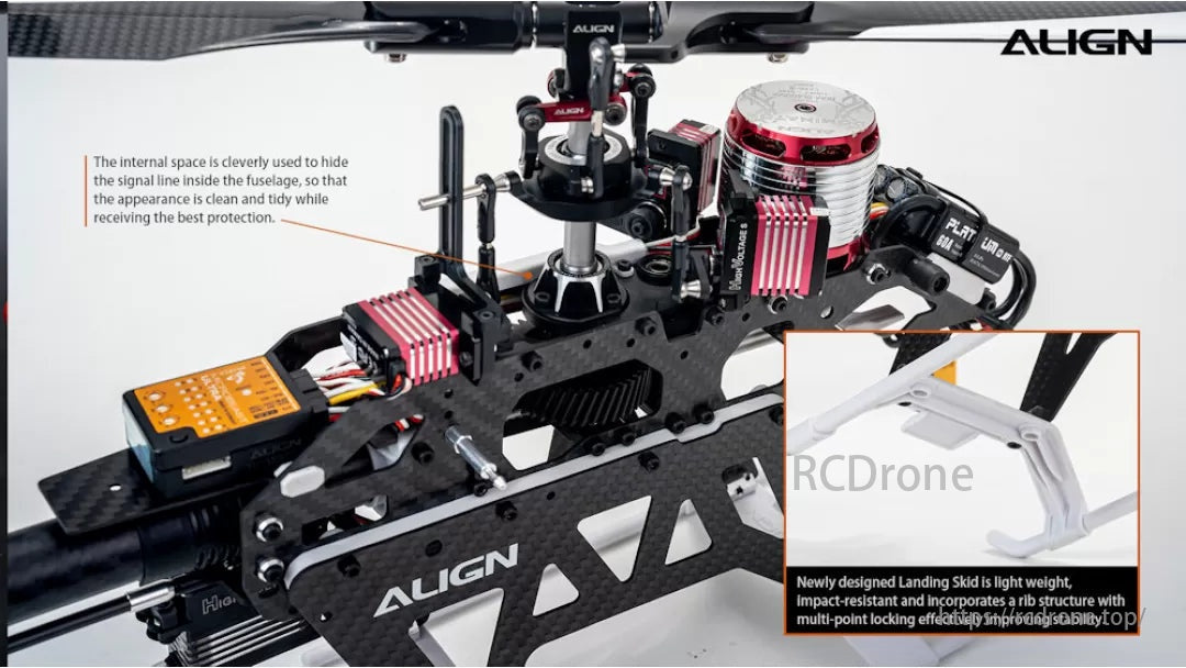 Align T-REX TB40 RC Helicopter, The internal space cleverly hides the signal line inside the fuselage, providing a clean appearance and protection.