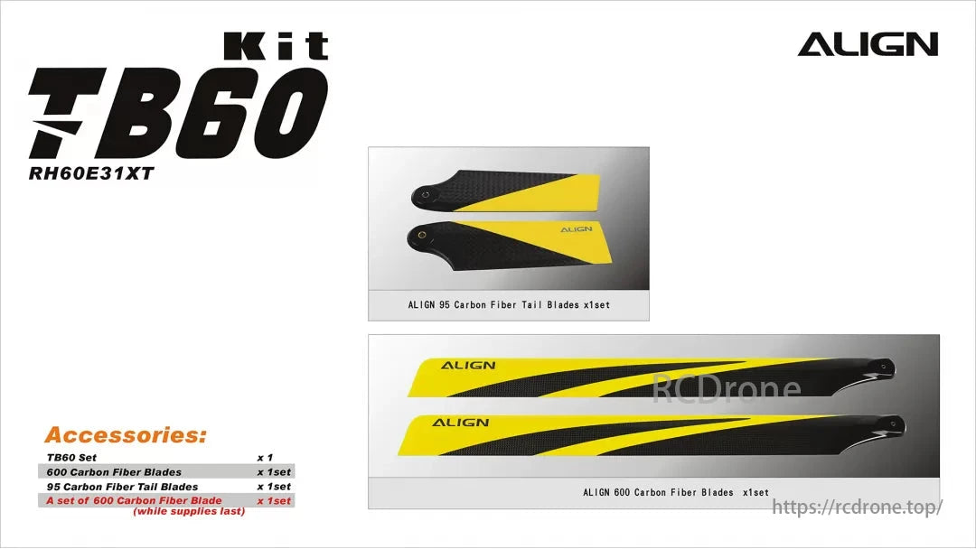 Align T-REX TB60 Electronic RC Helicopter with combo options including 12S, 6S, or kit.