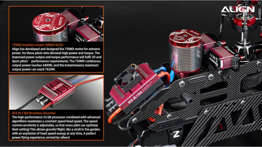 The ALIGN T-REX TB60 Electronic RC Helicopter features a brushless motor with high power output and torque performance.