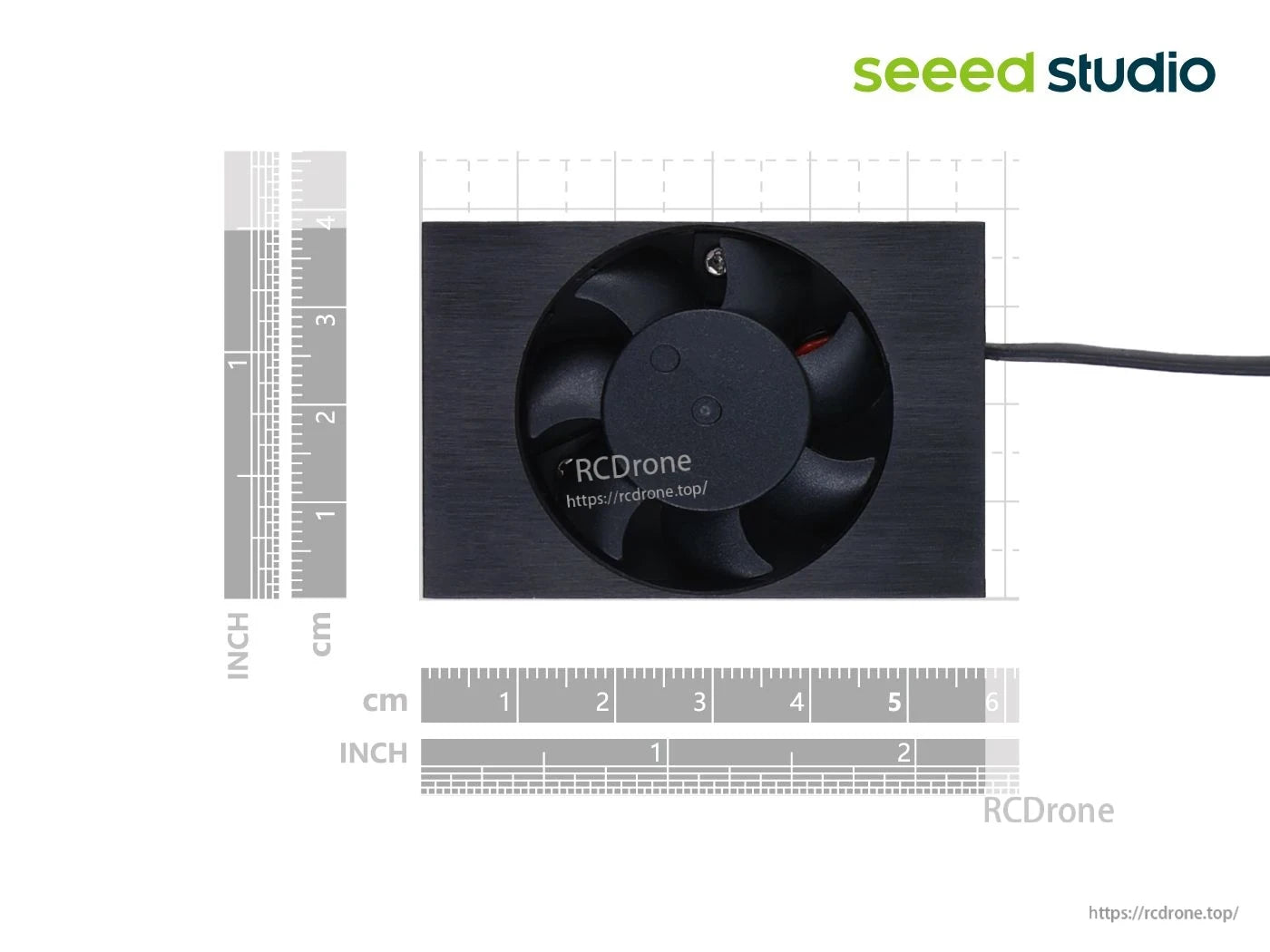 Compact aluminum heatsink with PWM fan for Jetson Orin modules, measuring 58×39×16.25 mm, ensures efficient thermal management.