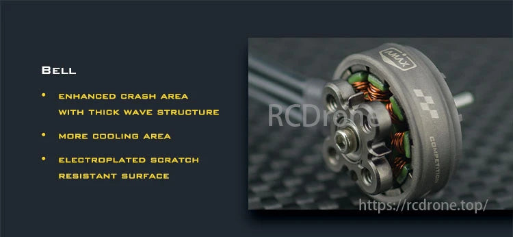 Amax 1303 Brushless Motor provides enhanced crash protection, improved cooling, and a scratch-resistant surface for durability and performance.