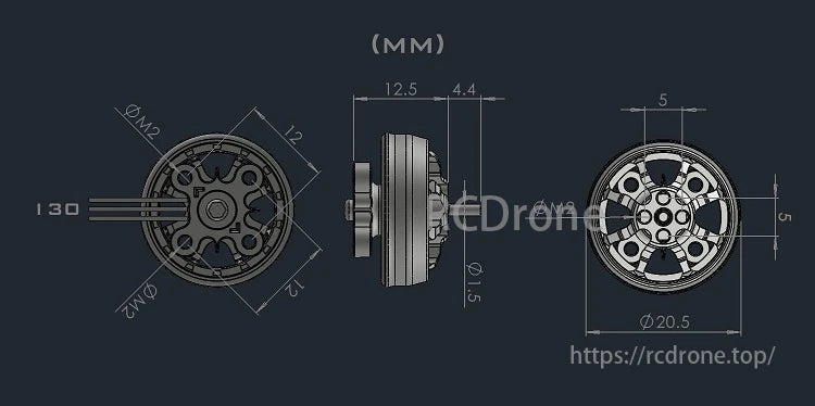 Amax 1504 Brushless Motor, The design features a compact shape and integrated cooling fins for efficient heat dissipation during intense power usage.